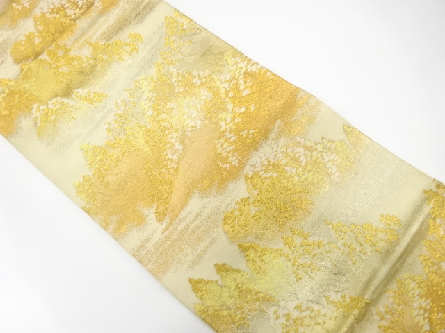 JAPANESE KIMONO / ANTIQUE FUKURO OBI / SILK / WOVEN DISTANT MOUNTAINS